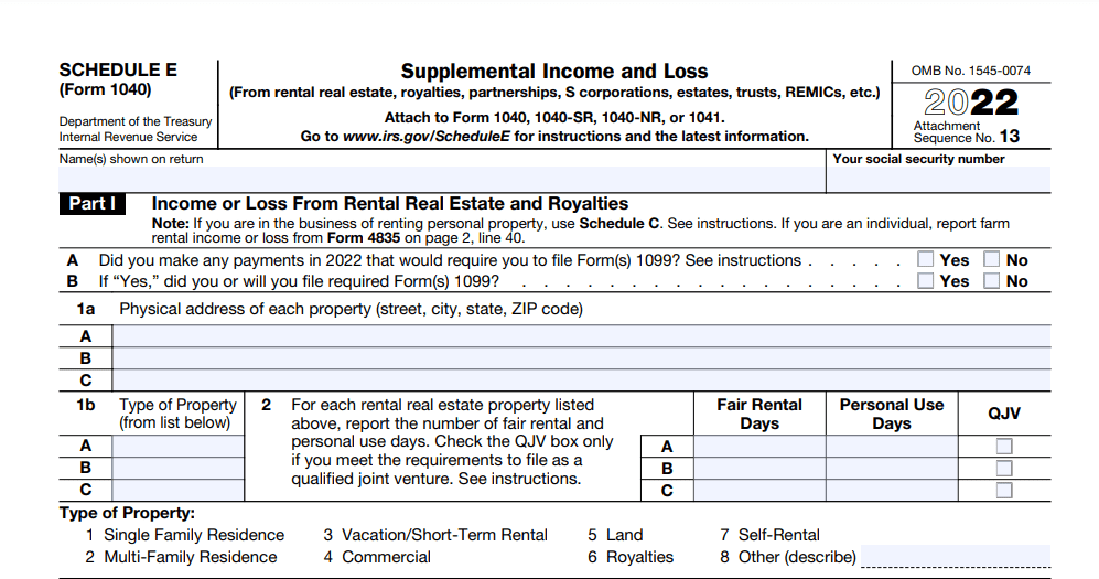 Schedule E of Form 1040