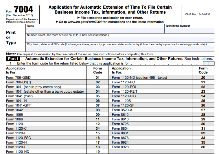 Form 7004 (Extension)